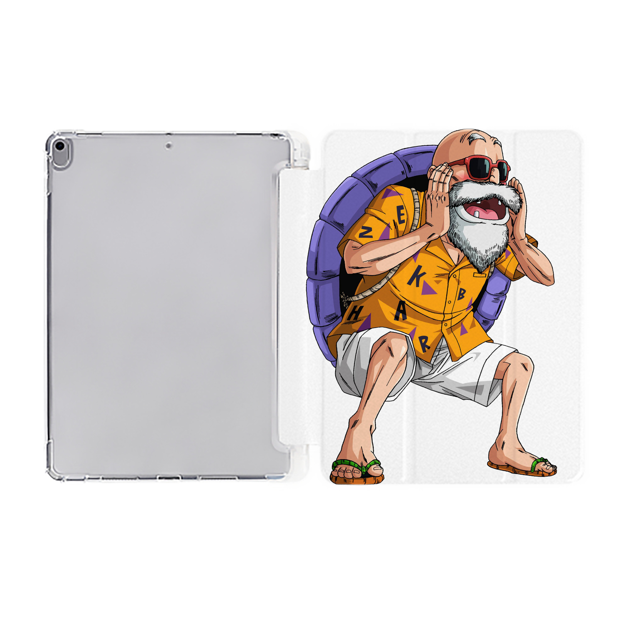 （画像用） ドラゴンボール 亀仙人（かめせんにん） DRAGON BALL Master Roshi Kame Sennin IPad ケース ペン収納付き 三つ折りスタンド PUレザー×シリコン 対応機種9.5/10.5/10.9インチ